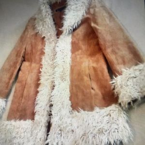 Genuine tan leather jacket w trim